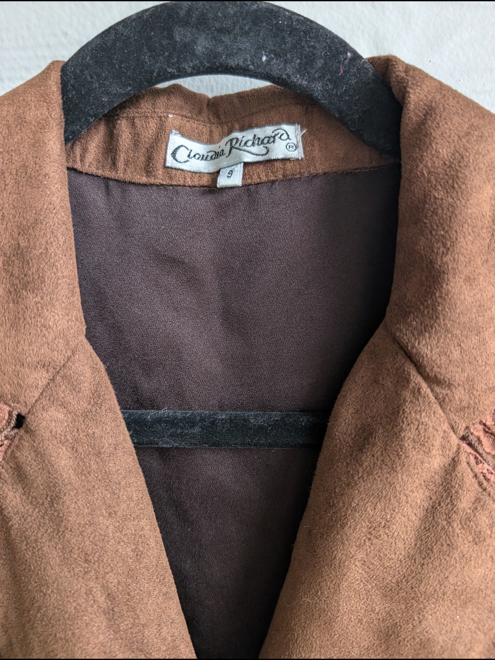 Claudia Richard Brown Ruffled Suede-Look Blazer - Picture 4 of 9